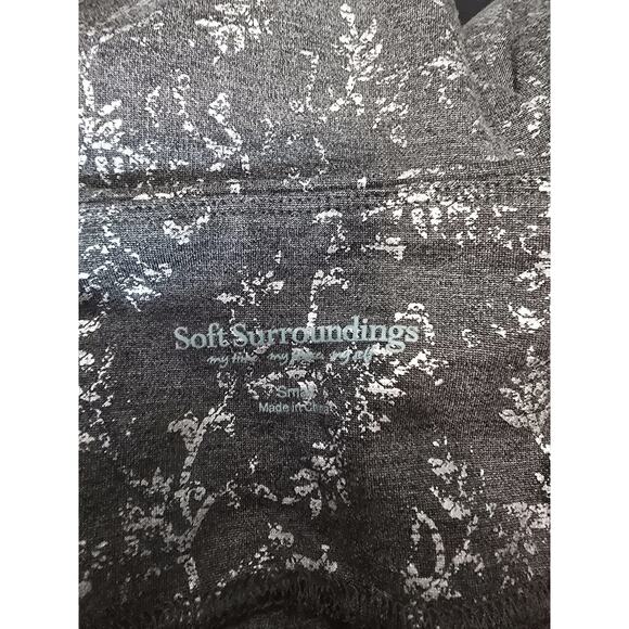 Soft Surroundings Gray Silver Leaf Design Athletic Women's Leggings S - Picture 4 of 5